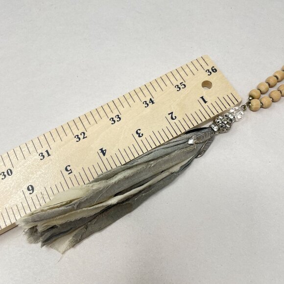 Sari Tassel Necklace Long Wood Beads Adjustable Natural Boho‎ - Picture 7 of 8